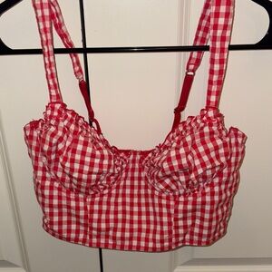 Colsie Red and White Gingham Crop Top